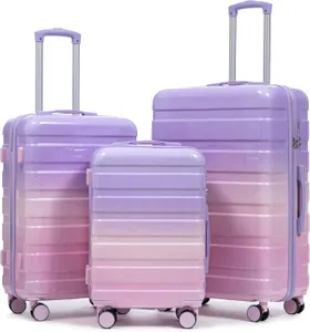 3 Piece Ombre Hardshell Luggage Set (Purple & Pink Gradient)