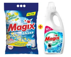 Hand washing powder blue sachet 1kg + Machine liquid 500ml - MAGIX